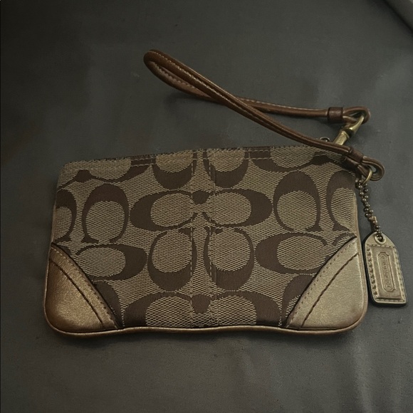 Coach Handbags - Coach Signature Brown Wristlet